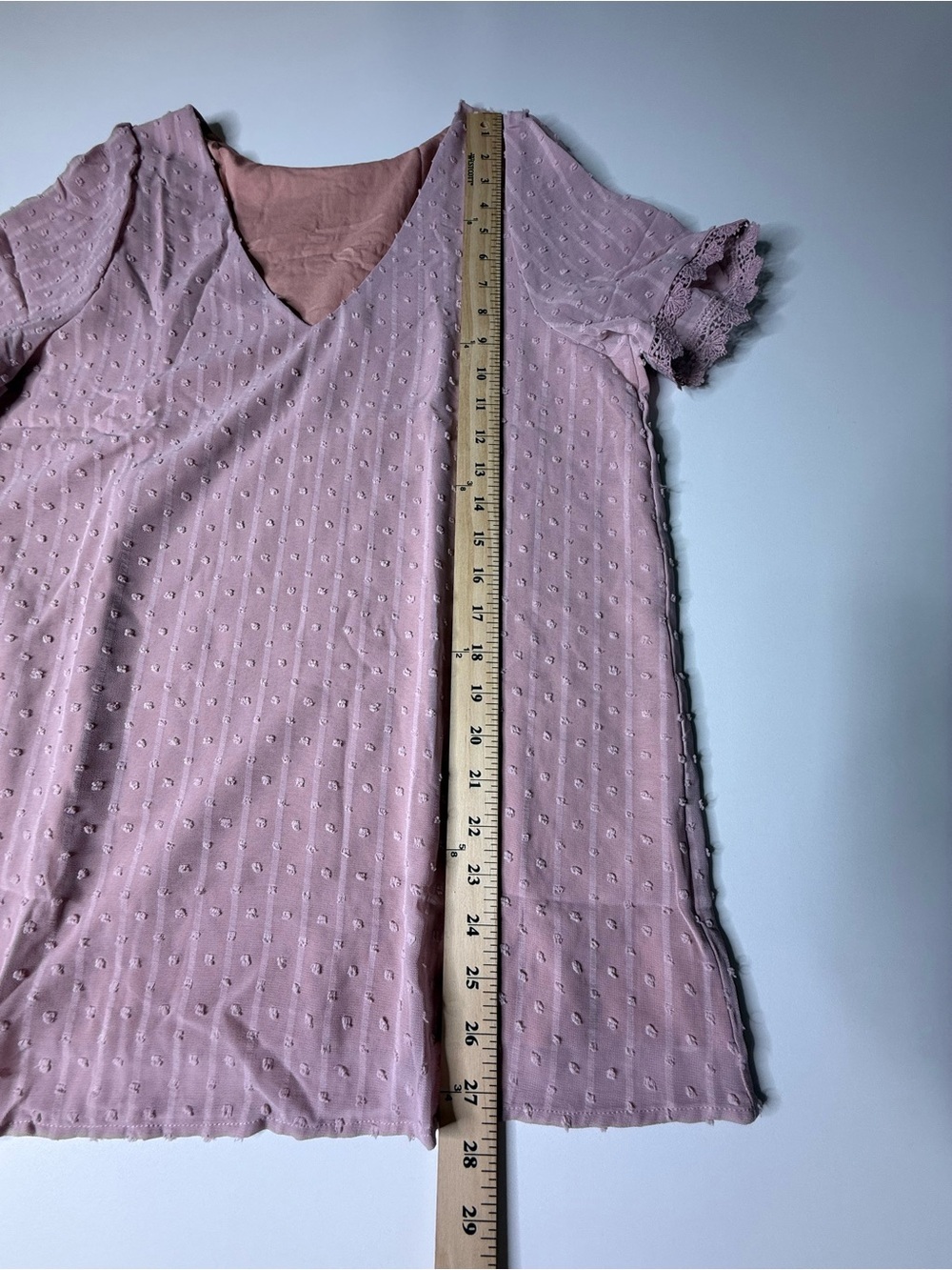 Women's Dusty Rose V-Neck Swiss Dot Top - 802 - Picture 7 of 8